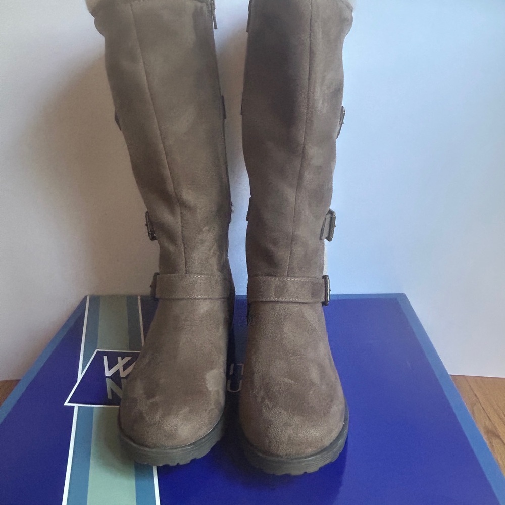 White Mountain Taupe Faux Suede Boots Size 7
